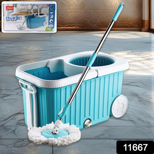 Apex Magic 360° Spin Mop Cleaning System with Stainless Steel Spinner