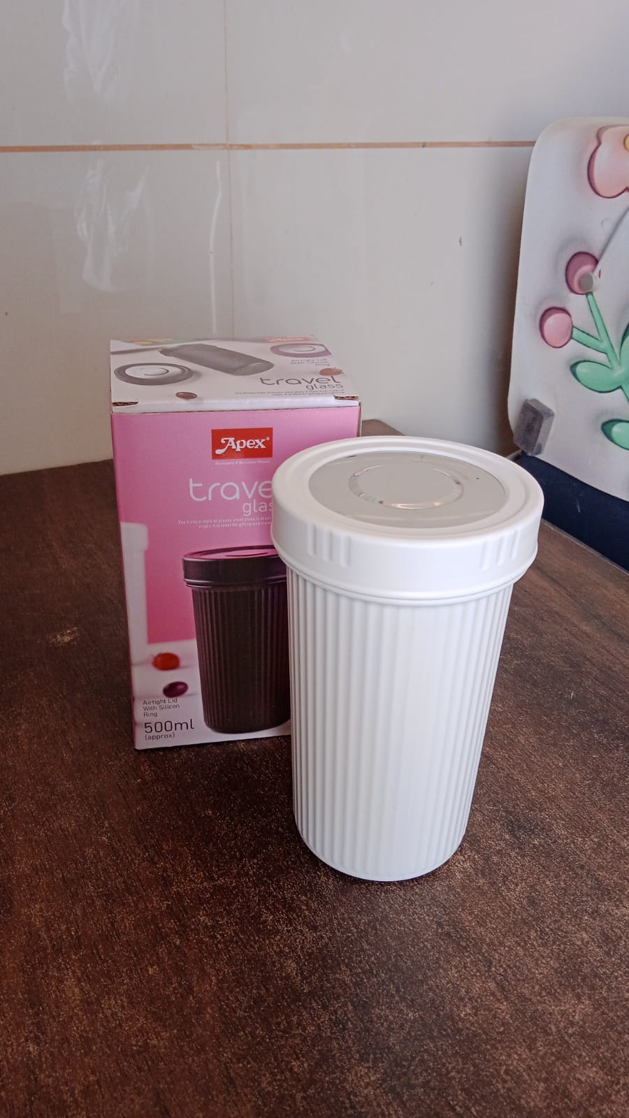 Apex Double Wall Inner Steel Travel Glass (500ml) Approx (1 Pc / Mix Color)