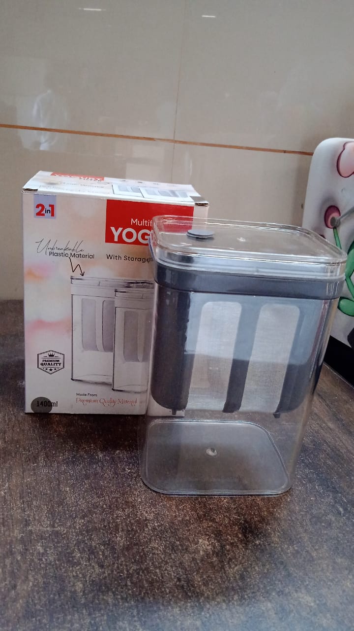 2 in 1 Yogurt Strainer with Storage Box – 1100ml (Plastic + Steel)